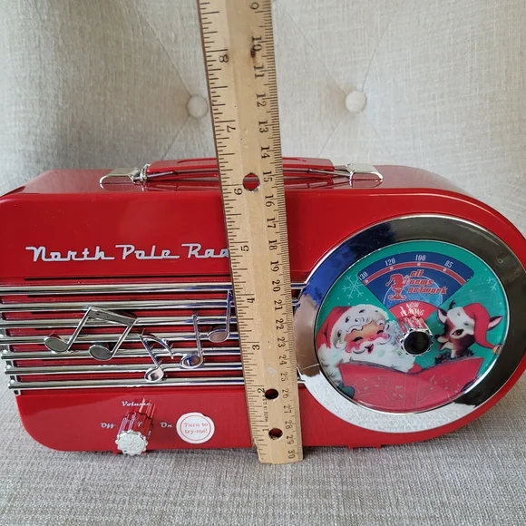 Mr. Christmas North Pole Radio Red Vintage Style Toy Plays 9 Songs 10.5"…